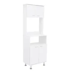 FMFURNITURE - Mueble Microondas 4 Puertas Blanco 37x76x33.5 cm
