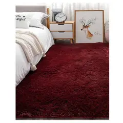 GENERICO - Bajada de Cama Felpa, peludas Burdeo 120 X 50 Cm.