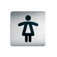 DURABLE - Letrero Baño Mujer WC en Acero Inoxidable 150x150 mm