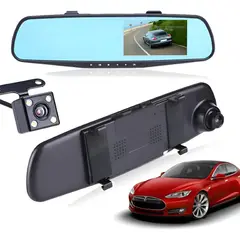 GENERICO - Espejo Retrovisor Con Camara Frontal Y Reversa Hd Grabacion Conduccion Pantalla Seguridad FIGOIMPORT