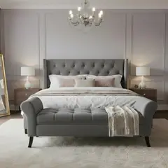 GENERICO - Banqueta Baúl Tucson Color Gris Tamaño King 170x45x60cm