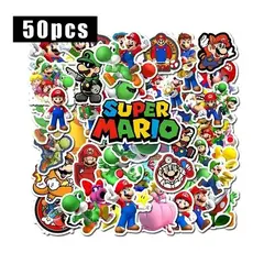 GARSIL - 50 Stickers Super Mario Bross - Etiquetas Autoadhesivas