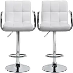 ARTIHOGAR - Pack Sillas Bar Milan Taburete Ecocuero con Apoyabrazo color Blanco