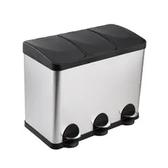 GENERICO - Basurero Acero Inoxidable Triple 15 Lts x3 SOIN