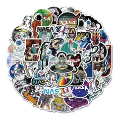 GARSIL - 50 Stickers Nasa - Astronauta - Etiquetas Autoadhesivas