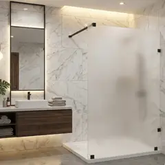 DELL ORTO - Shower Door vidrio templado con empavonado 100x190 cm Herraje negro