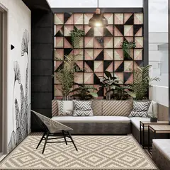 DAVANTI - Alfombra Decorativa Living y Terraza Rombos Ceniza 140X220Cm