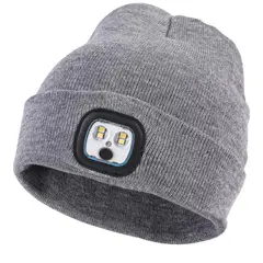 GENERICO - Gorro con Linterna Led 3 Modos recargable1200mAh Gris