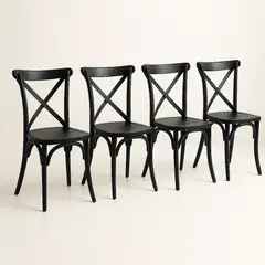 KLIK - Pack 4 Sillas de Terraza o Comedor Crossback Danubio - Negras