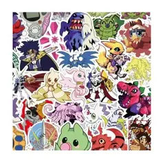 GARSIL - 50 Stickers Digimon - Etiquetas Autoadhesivas