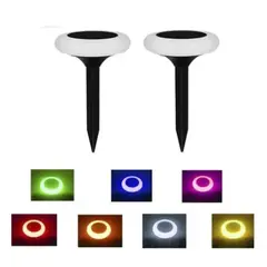 LISM - X2 Luz Led Lampara Solar Estaca 7 Color Rgb 5050 Jardin / 003230