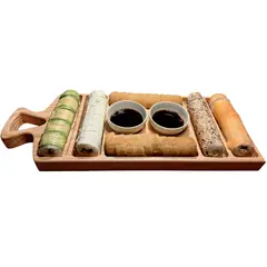 GENERICO - Tabla dúo para sushi y aperitivo con pocillos