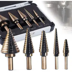 GENERICO - Set 5 Brocas Escalonadas Acero Hss Brocas Cobalto 50 Tamaños