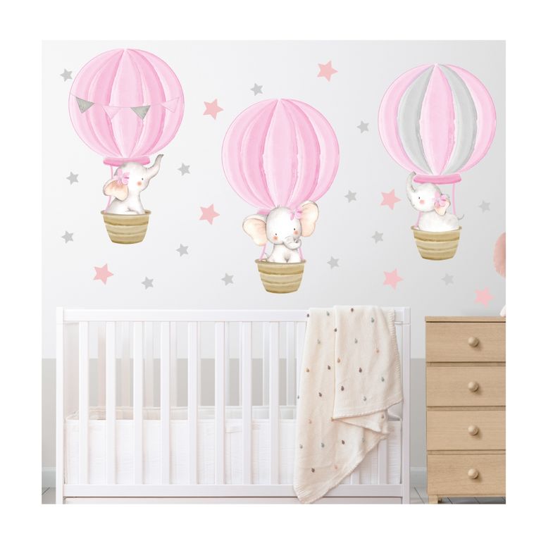 Adhesivos Vinilo Decorativo Infantil Elefantitas Globos Aerostáticos