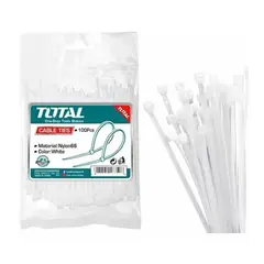 TOTAL TOOLS - Pack 100 Brida Amarra Abrazadera Pl+AOE-stica 3.6 x 200mm