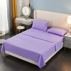 BJ HOGAR - Juego de Sábana 200 Hilos Algodón con Poliéster Sabana 2 Plazas Lila