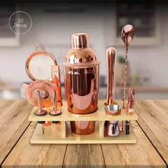 GENERICO - SET BARTENDER O SET BARMAN DE 10 PIEZAS COBRE INOXIDABLE COCTELERA