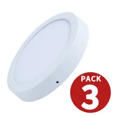 WANT - Panel Led Sobrepuesto Redondo 18w Luz Fria Pack 3 Und