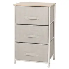 CARRY ALL - Cajonera Velador Organizador 3 Cajones Metal Madera Tela.