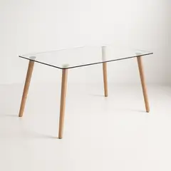 KLIK - Mesa de Comedor Vidrio Rectangular Nórdica 140x90 cm