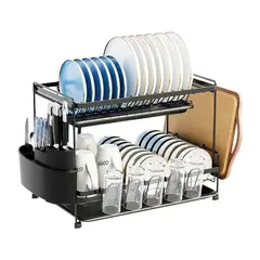 WAKESHOME - Secador Escurridor Loza Platos 2 Niveles Organizador Cocina