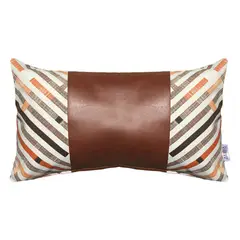 ELIZABETH PEPER - COJIN DECORATIVO ECOCUERO NARANJO Y BEIGE 50X30 RELLENO