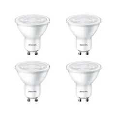 PHILIPS - PACK 4 AMPOLLETAS GU10 3.8W LUZ CÁLIDA BLANCO