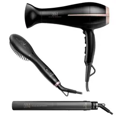 GAMA - Pack Triple Secador de Pelo Alisadora y Cepillo Chía Active Oil