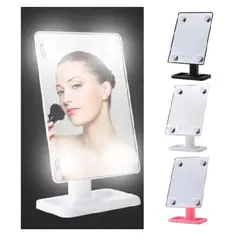 LISM - Espejo 4 Bombillas Luces Led Tactil Maquillaje Giratorio /228055 Negro