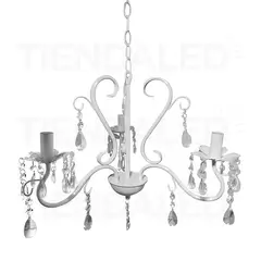 GENERICO - Lampara Colgante Lagrima Candelabro Blanca 3 Soquetes E14