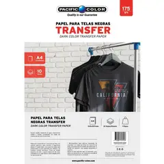 PACIFIC COLOR - Papel Transfer Premium Para Poleras Oscuras A4 10 Hojas