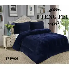 GENERICO - Cobertor de invierno peludo con chiporro 2 Plazas - Azul Marino