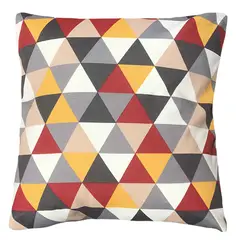 ELIZABETH PEPER - FUNDA COJIN DECORATIVO DISEÑO TRIANGULAR ROJO Y AMARILLO 45X45.