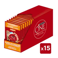 PURINA ONE - Pack PURINA ONE® Adultos Cachorros Super Nutrientes 15x85gr