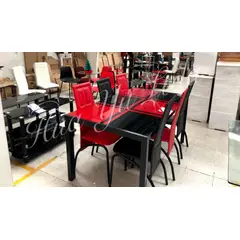 OEM - Juego de comedor rectangular vidrio templado con 6 sillas  T916 R/N…
