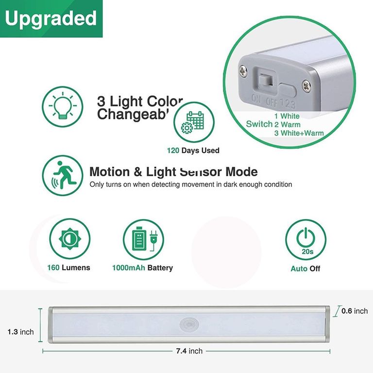 Barra Luz Led inteligente con sensor de movimiento Recargable