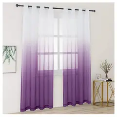 GENERICO - Set 2 Cortinas Tipo Visillo Degrade 140x220 c/u Morado