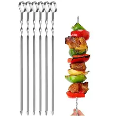 GENERICO - 6 Pinchos Acero Inoxidable Brochetas Anticuchos Parrillero