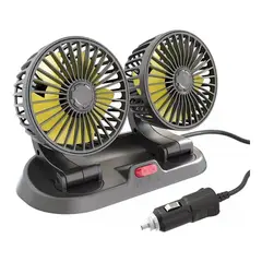 GENERICO - Ventilador Doble Para Auto 360° Conexión 12v Encendedor