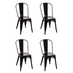 MOBOI - Pack 4 Sillas Tolix Color Negro