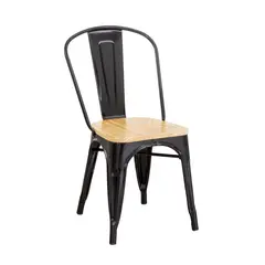 MOBOI - Silla Tolix con Asiento de Madera
