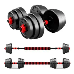 GENERICO - Set de Mancuernas Unibles 30kg Con Barra Extensión