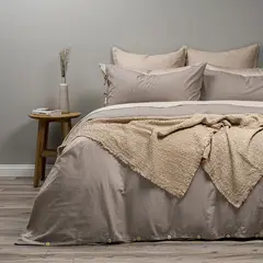 ROSEN - Funda Plumón Lino-Algodón Pure Liso Súper King Topo