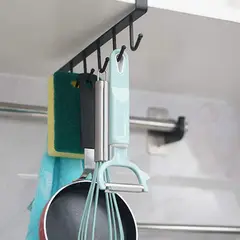AIZO - Gancho Cocina 6 en 1 Acero sin Taladro Negro