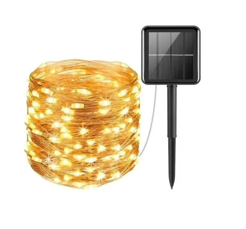 Luces Guirnalda Hada Solar Alambre 200 Led Calido 20 Metros
