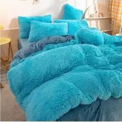 ANGELES DEL HOGAR - Cobertores peludos con chiporros Plaza Y Media Celeste