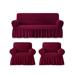 GENERICO - Funda Cubre Sofa Sillones Fundas Protectora Elasticas juego 311 Burdeo