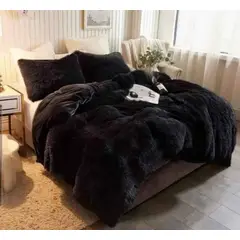 ANGELES DEL HOGAR - Cobertor de invierno peludos con chiporros King Negro