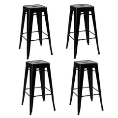 KLIK - Pack de 4 Pisos Taburetes Tolix Altos - Negro