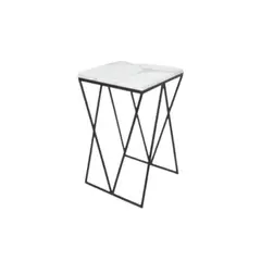 GENERICO - Mesa lateral MLF04 Base Negra cubierta blanco